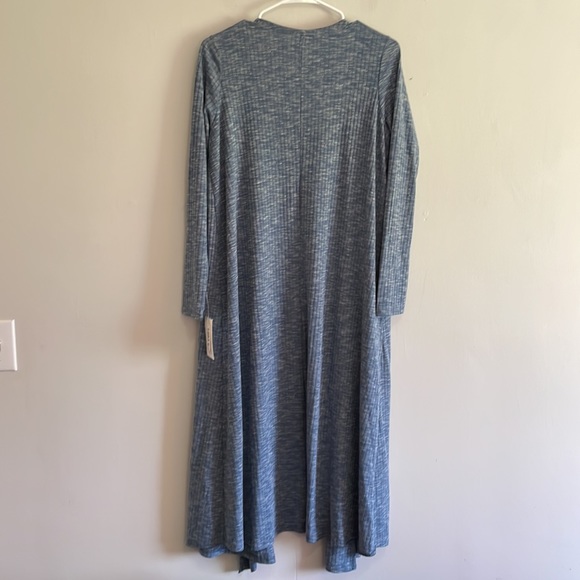 Lularoe Sarah blue ribbed long cardigan duster size small new - Picture 5 of 5